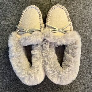 Cozy grey J.Crew Fur-Lined Women's Slippers